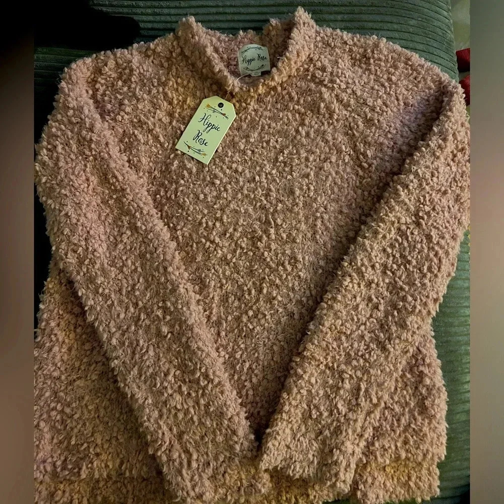 NWT Hippie Rose pink teddy fluffy sweater - size XS